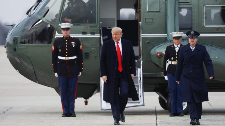 U.S. President Donald Trump boards Air Force One for travel to Florida at Joint Base Andrews in Maryland