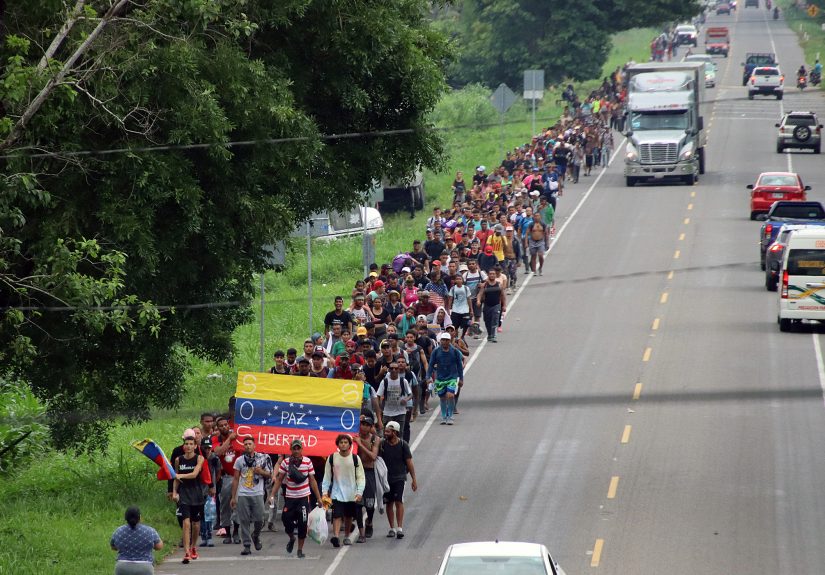 Desde el sur de México sale la primera caravana migrante de venezolanos hacía EE.UU.